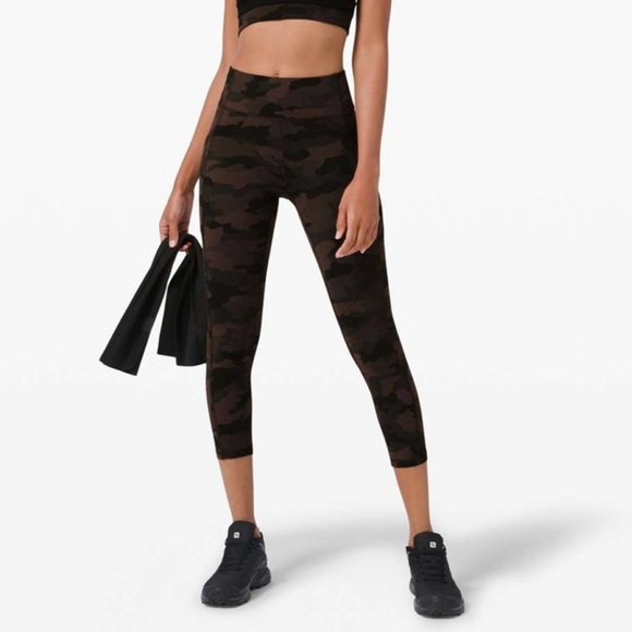 Lululemon Invigorate High-Rise Crop 23" Heritage 365 Camo Brown Earth Multi Sz4 - Picture 1 of 13